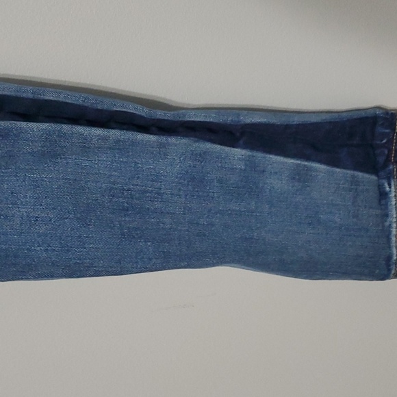 Ann Taylor Factory Two-tone jeans womens size 6 blue darker blue side stripe str - Picture 9 of 11